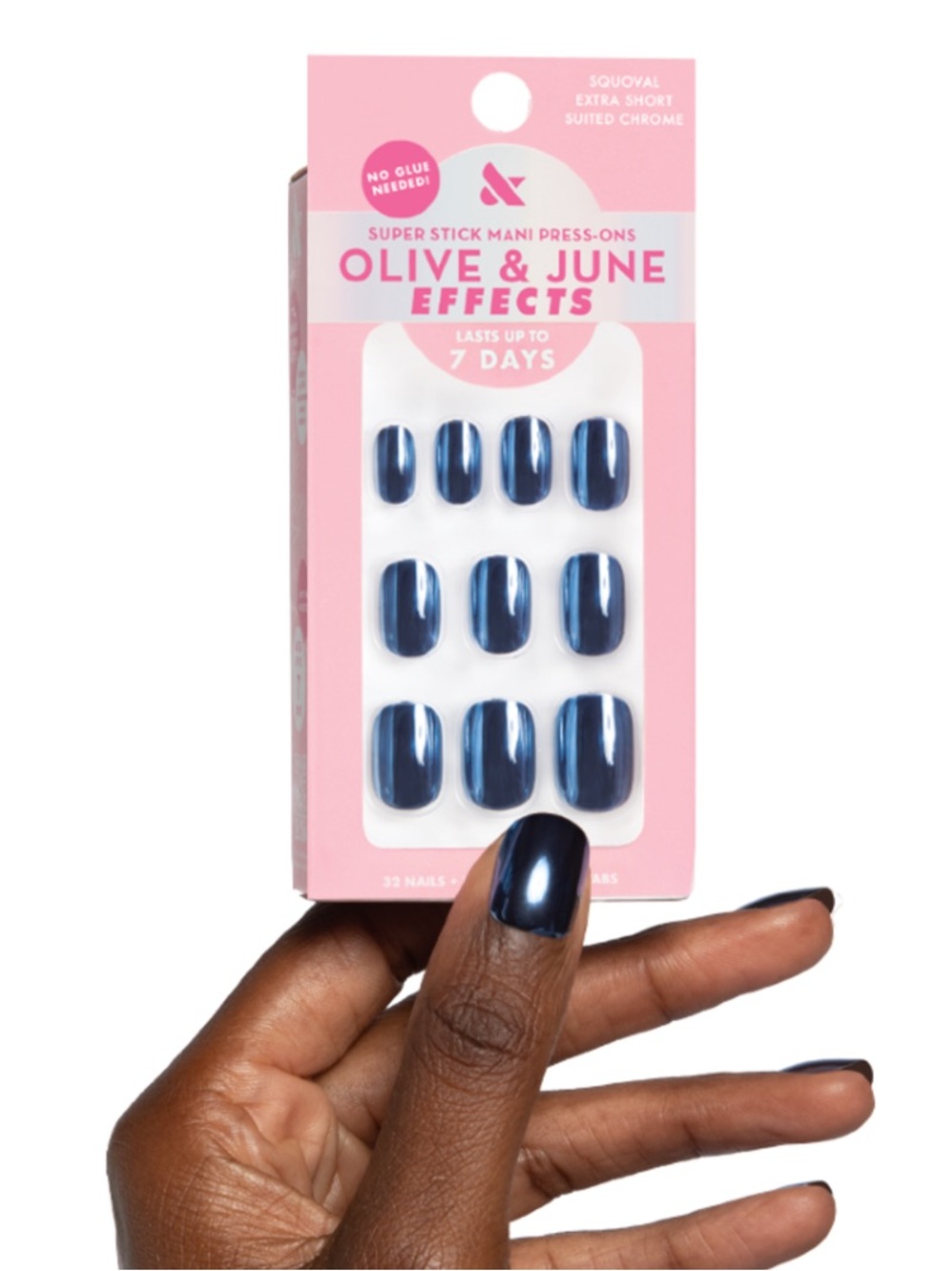 Olive and June Super Stick Mani Press On Nails in Suited Chrome